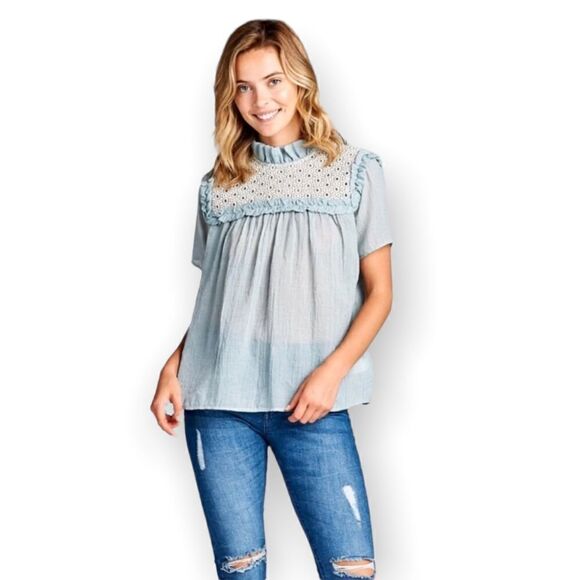 Renee C. Women’s Short Sleeve Teal Tunic Blouse Size Large NWOT - Picture 1 of 7